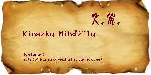 Kinszky Mihály névjegykártya